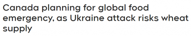 俄乌局势紧张 加拿大宣布应对全球粮食危机
